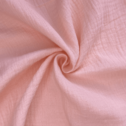 Ткань Муслин Жатый, цвет Нежно-Розовый (на отрез)  в Новочеркасске